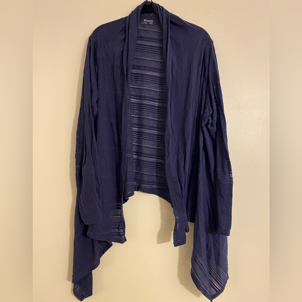 Columbia Open Front Sheer Lightweight Cardigan- Navy Blue